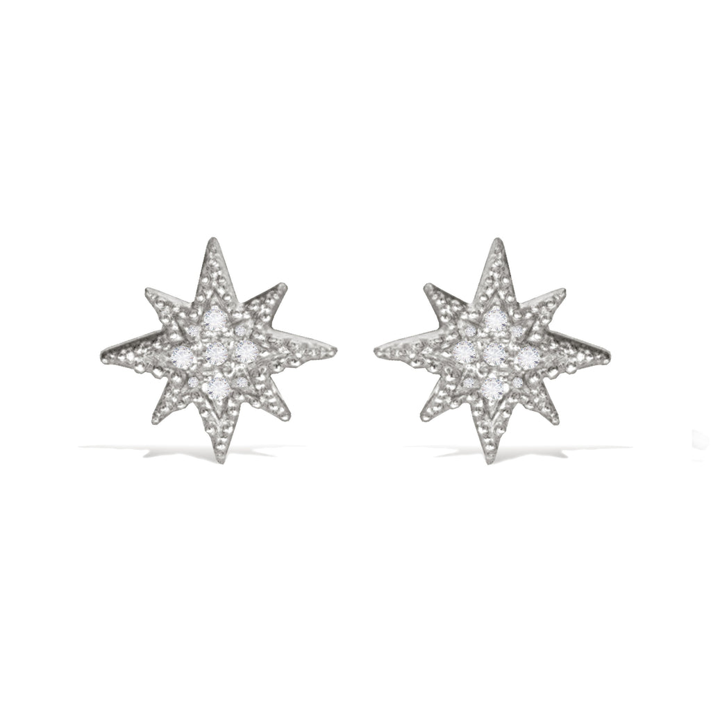 14K Gold Diamond Star Burst Stud Earring ME2949