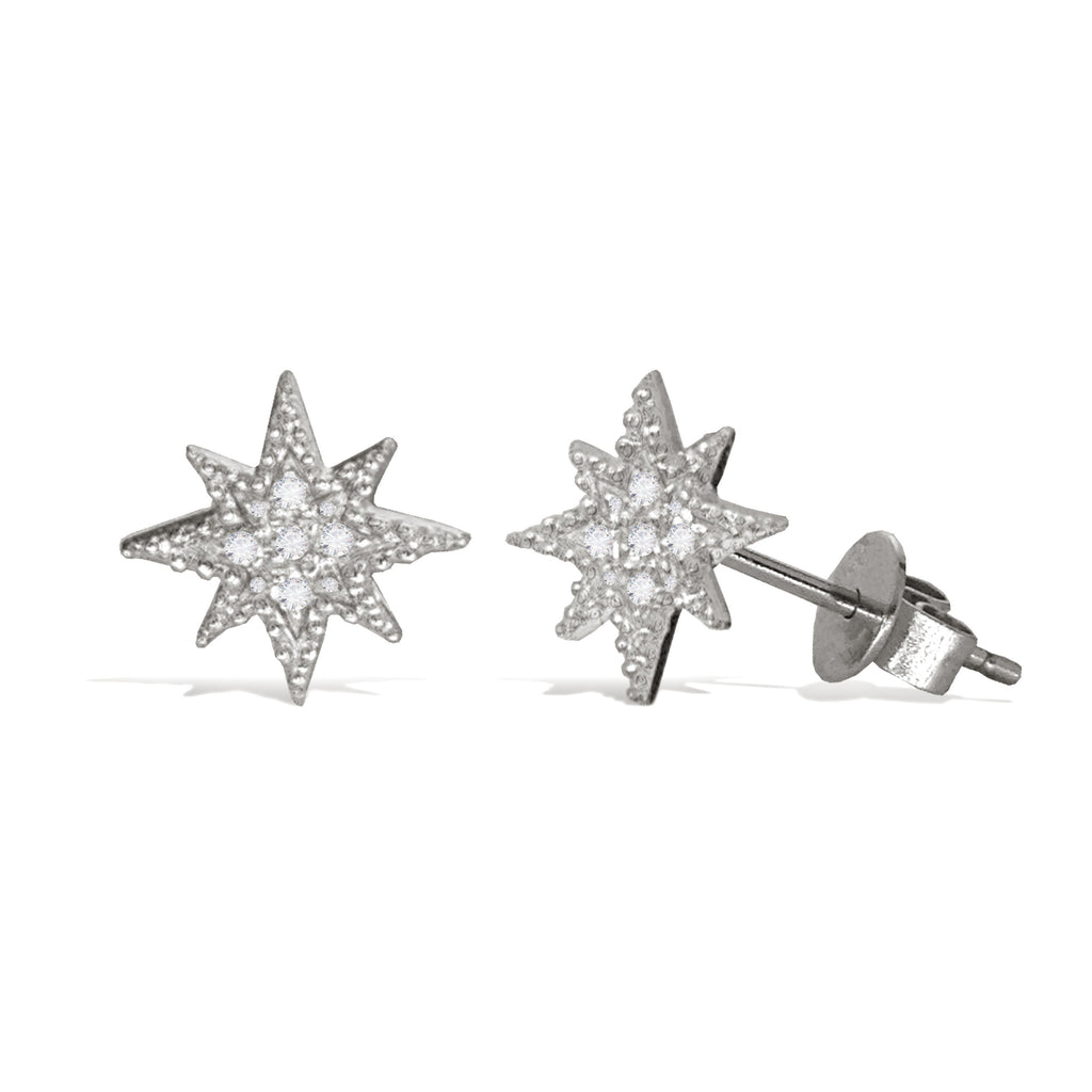 14K Gold Diamond Star Burst Stud Earring ME2949