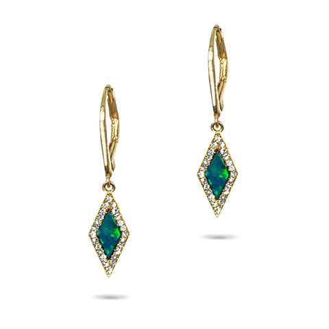 14k Marquise Lapis and Diamond Chain Earrings ME00005