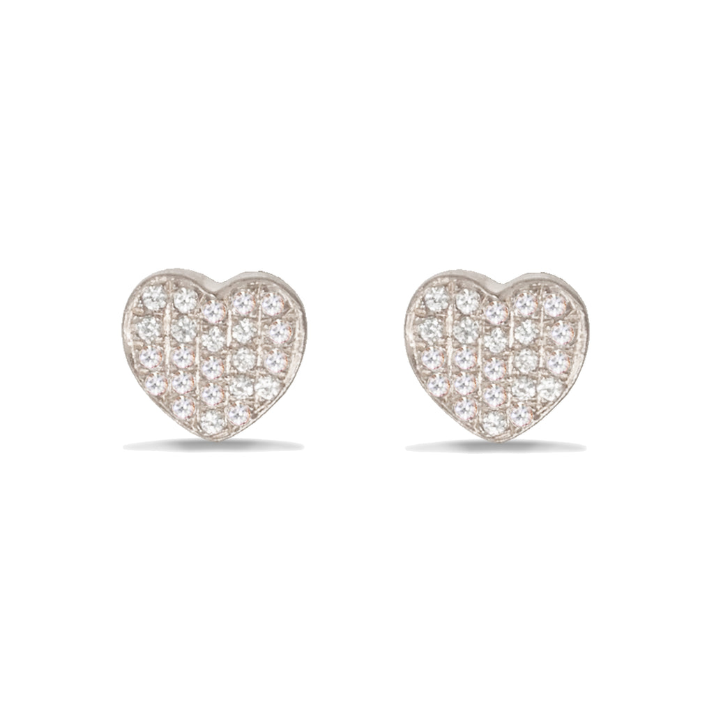 14k gold heart pave diamond stud earrings ME8953