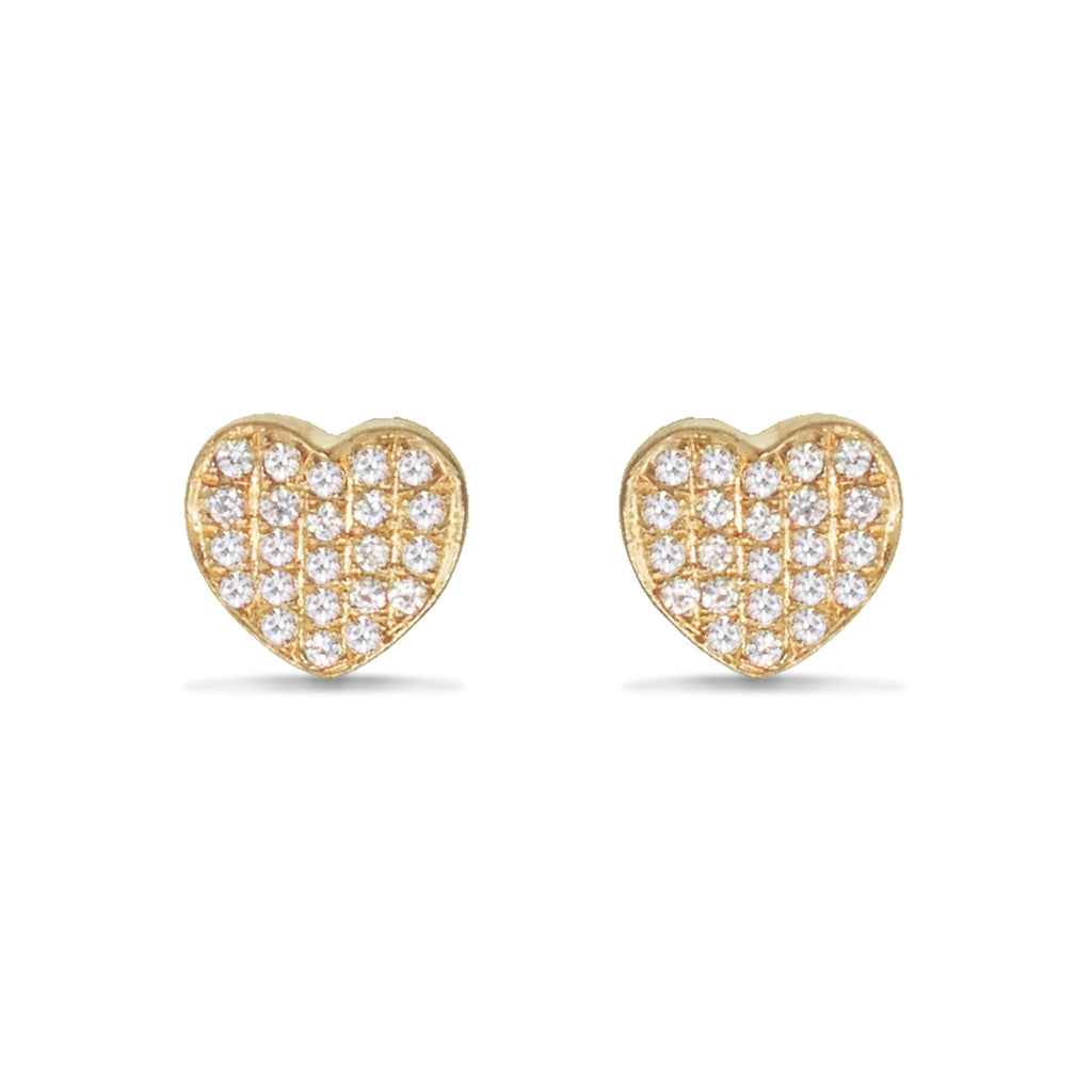 14k gold heart pave diamond stud earrings ME8953