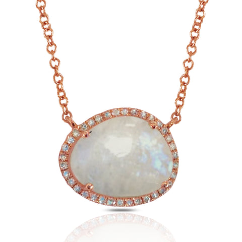 14K Gold Diamond Irregular Triangle Amazonite Fashion Necklace ON1AMZ