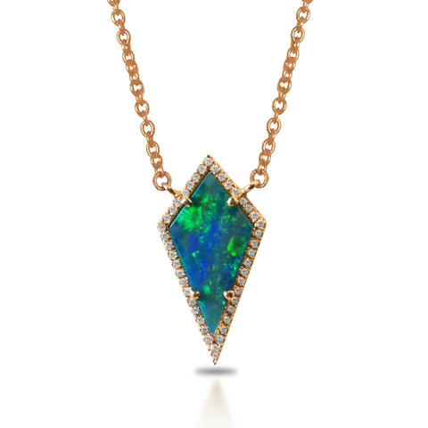 14K Sapphire Cushion Diamond Necklace ON3DBS