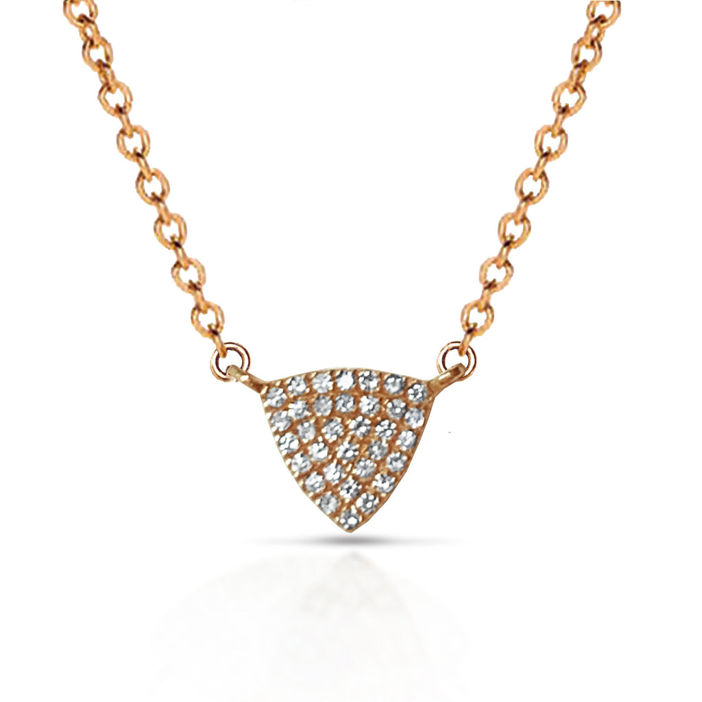 14k Petite pave trillion charm necklace MN24838