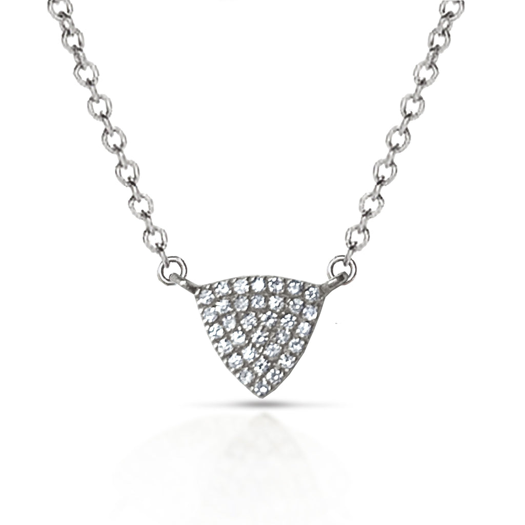 14k Petite pave trillion charm necklace MN24838