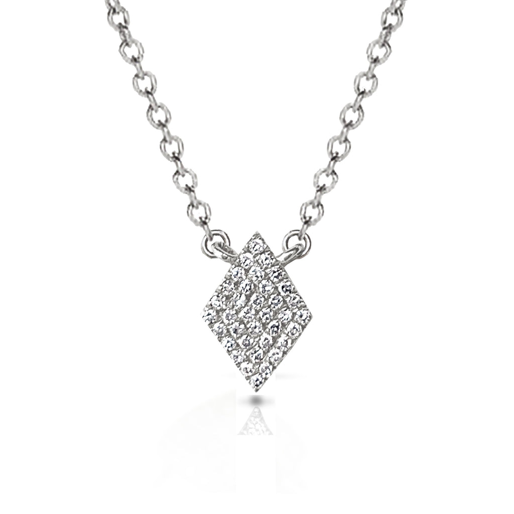 14k Petite pave diamond shape charm necklace MN24839