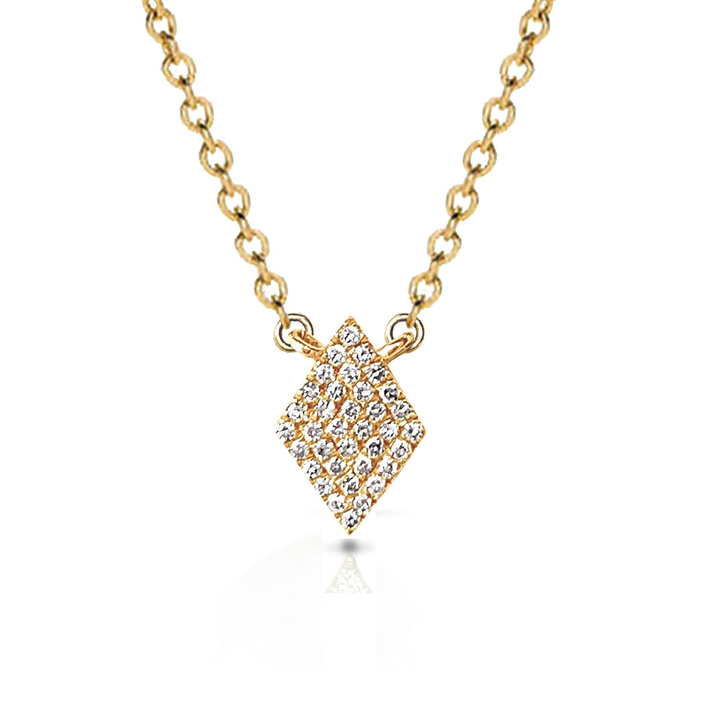 14k Petite pave diamond shape charm necklace MN24839