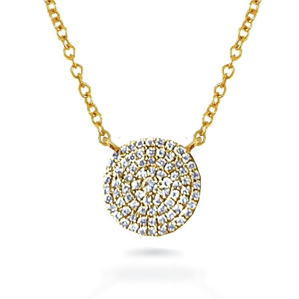 14k Pave round diamond disc necklace MN26081