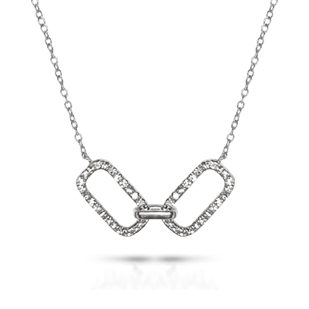 14k two tone interlocking diamond necklace MN2940