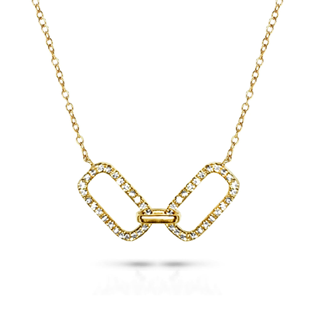 14k two tone interlocking diamond necklace MN2940