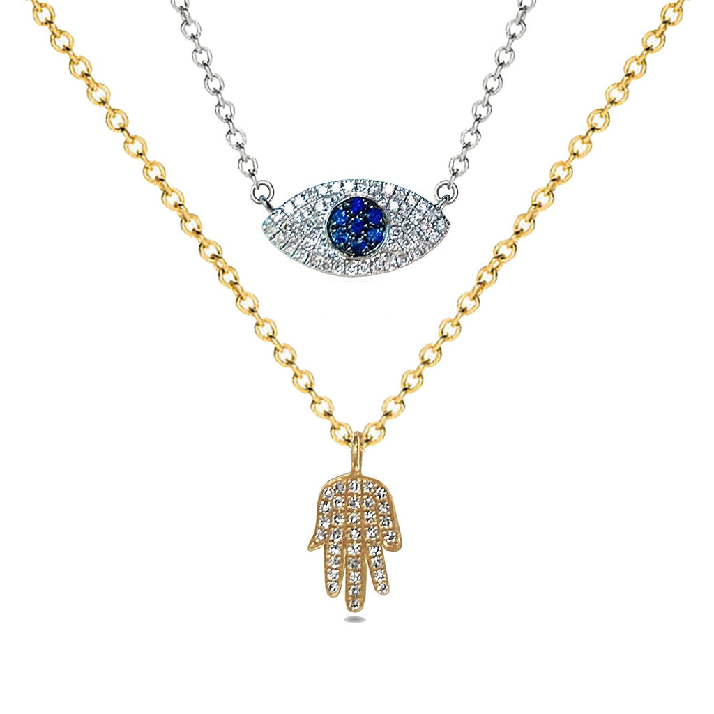 14k sapphire & diamond evil eye necklace MN11873