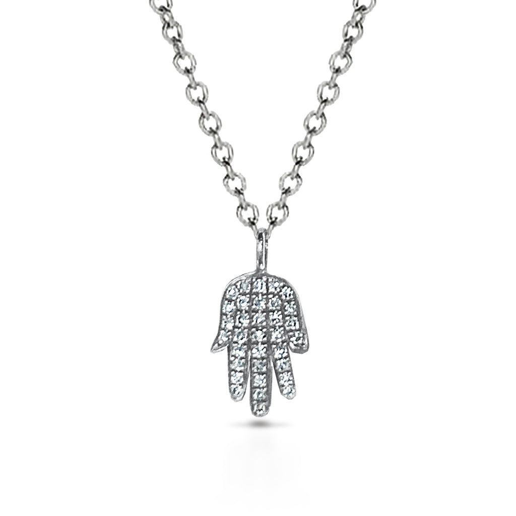 14k Gold diamond hamsa charm necklace MN34090