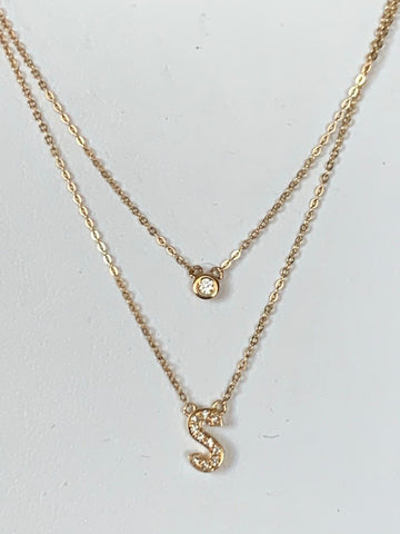 14k gold and diamond initial necklace MN36281L
