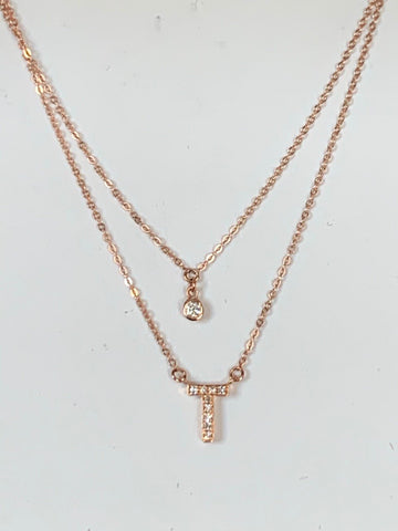 14k gold and diamond initial necklace MN36272A