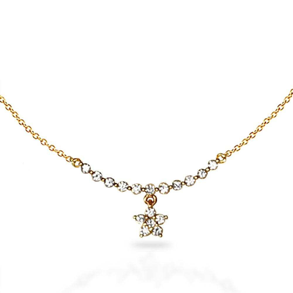 14k Gold Curved bar with star charm necklace N41949