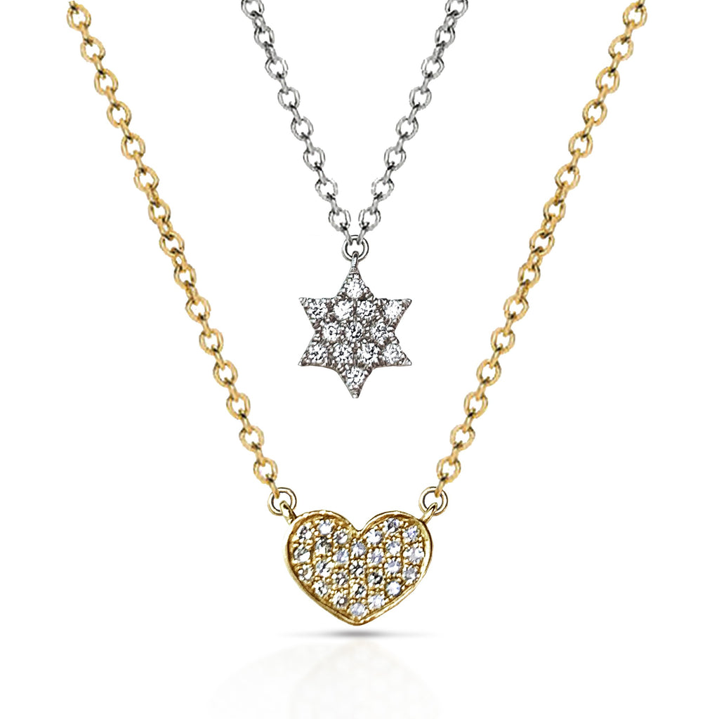 14k Star of David diamond charm necklace MN44553B
