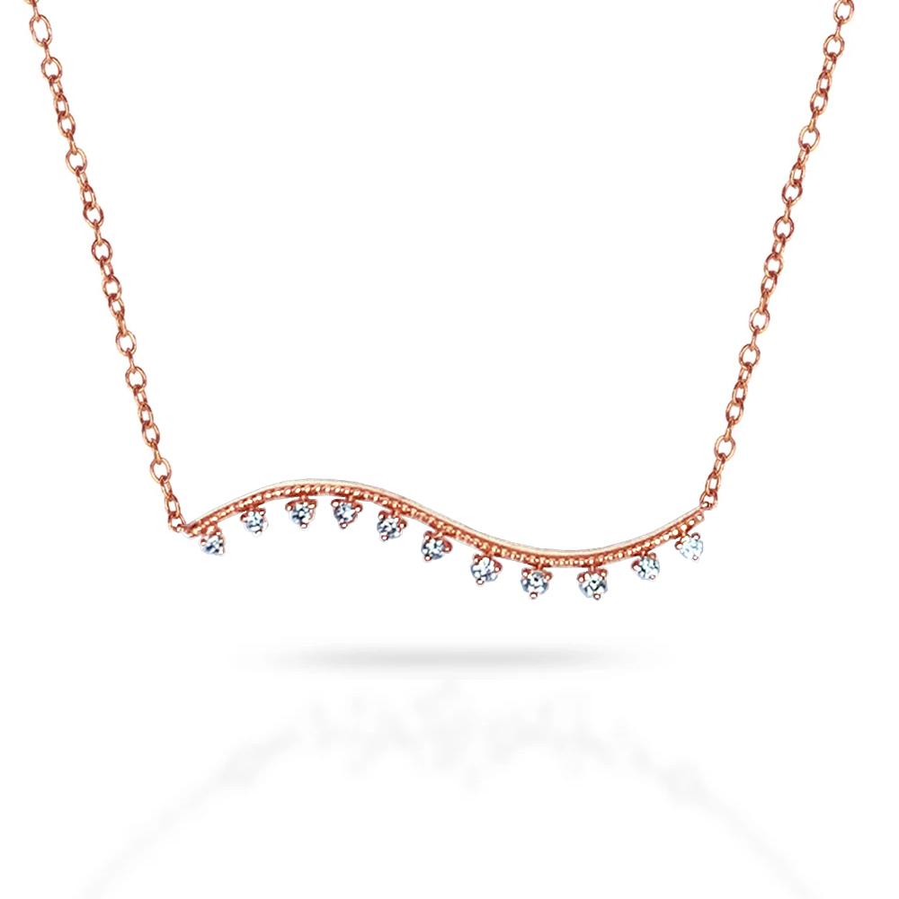 14k gold wavy diamond bar necklace MN43729