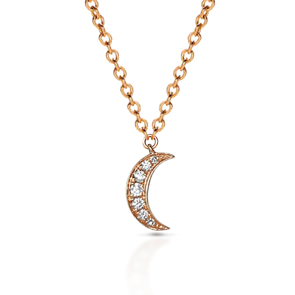 14k gold Crescent moon diamond charm necklace MN44553A