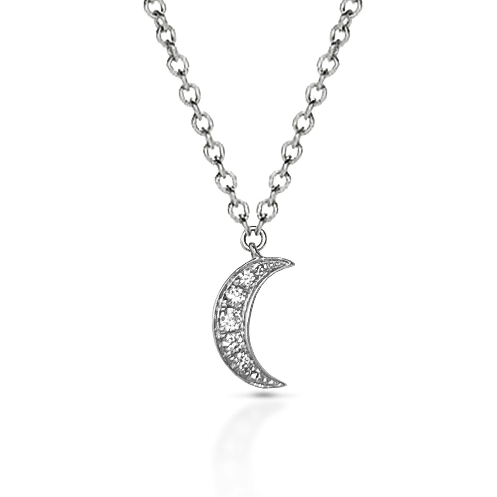 14k gold Crescent moon diamond charm necklace MN44553A