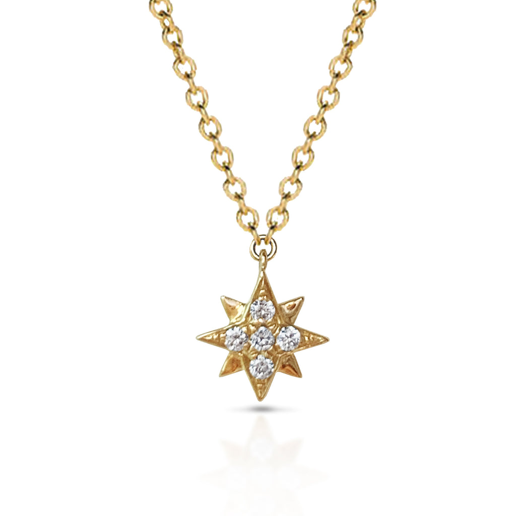 14k gold diamond pave star charm necklace MN44553C