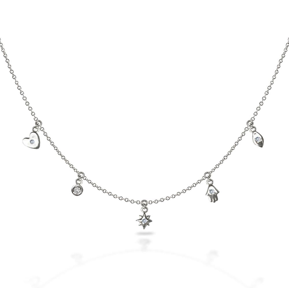 14k gold celestial good luck charm necklace MN44911