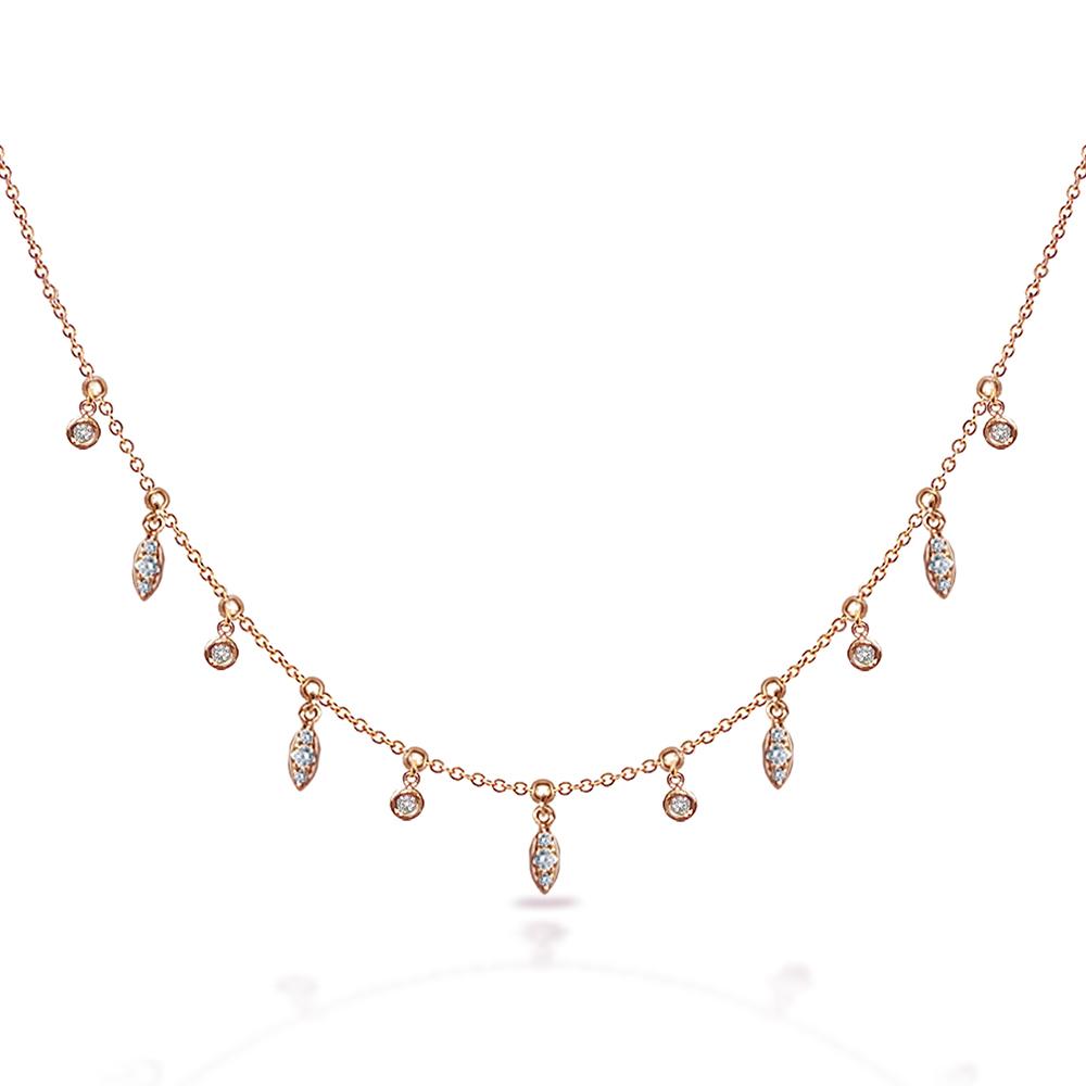 14k Gold Dew Drop Diamond By The Yard Necklace MN44912