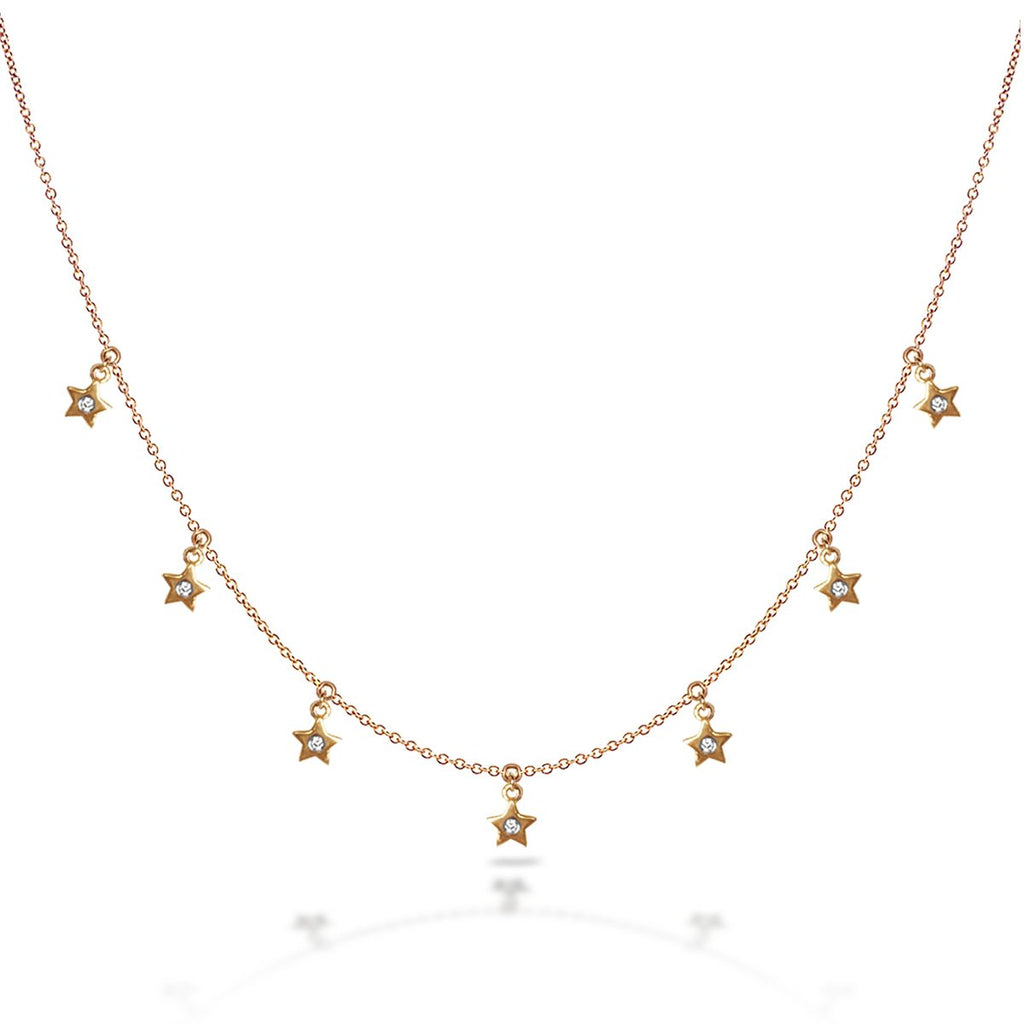 14k Gold diamond celestial choker star Necklace MN44914