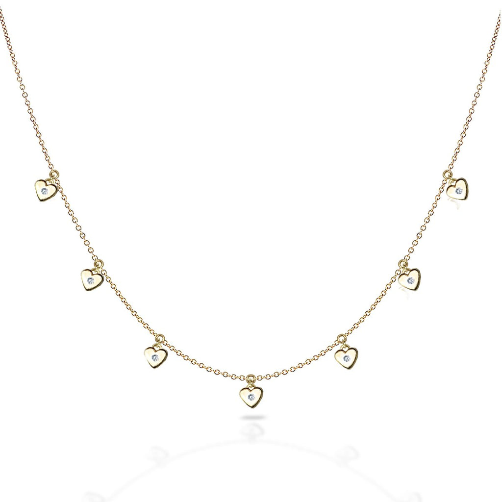14k Gold diamond heart choker necklace MN44916