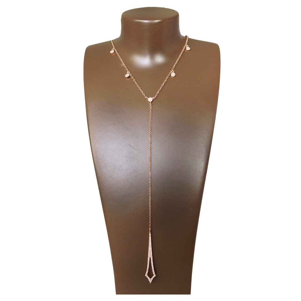 14k gold diamond pave " Y " lariat necklace MN71433