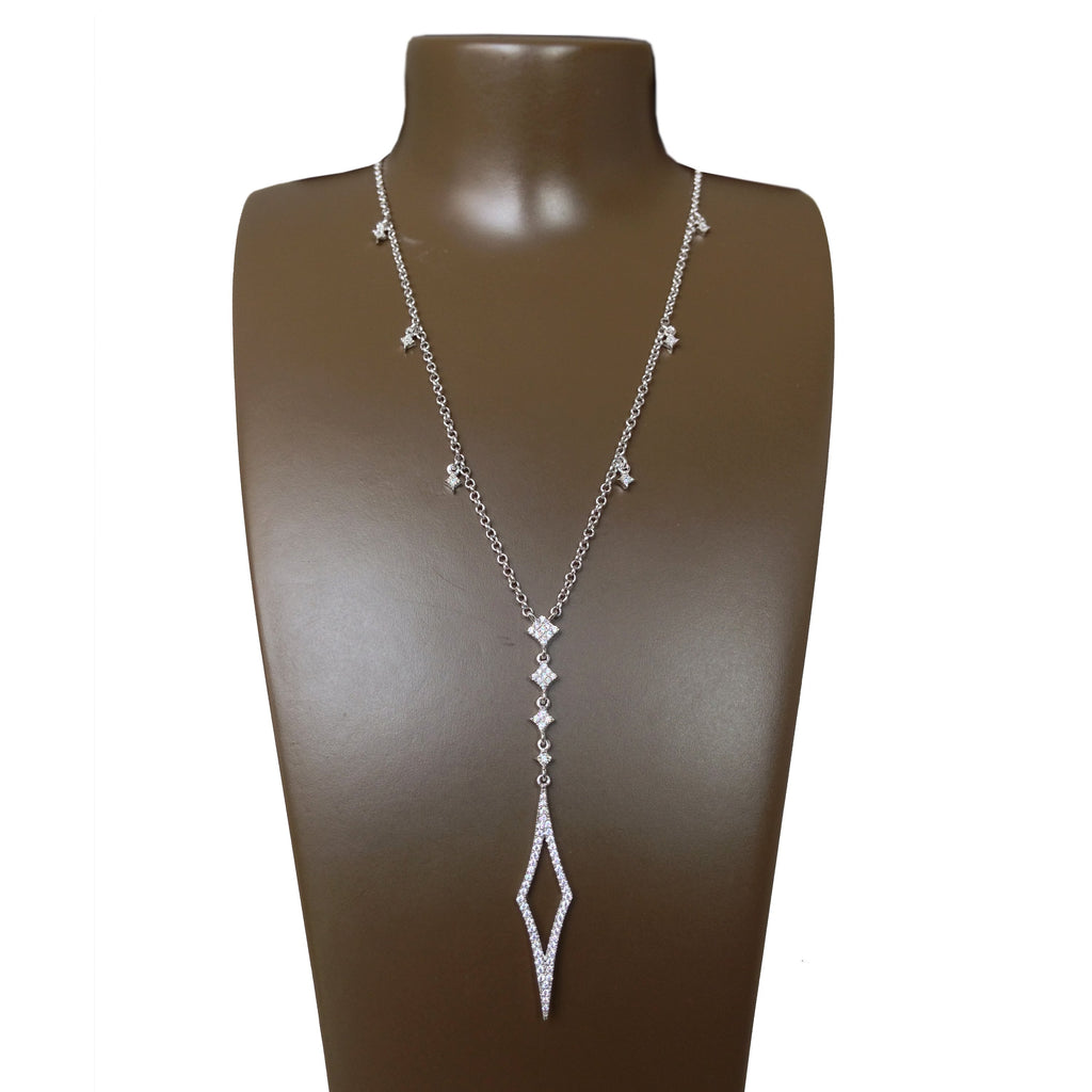 14k gold art deco diamond pave " Y " lariat necklace MN71434