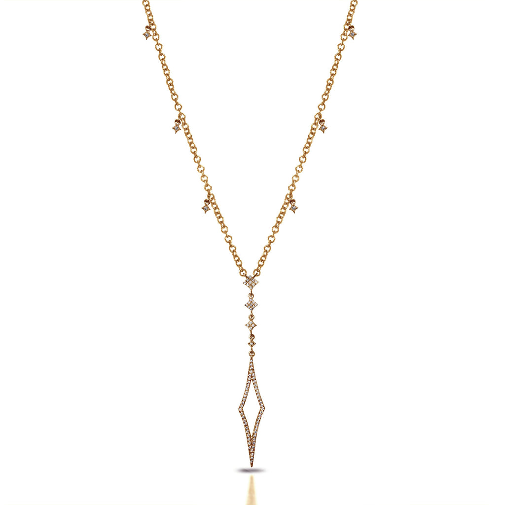 14k gold art deco diamond pave " Y " lariat necklace MN71434