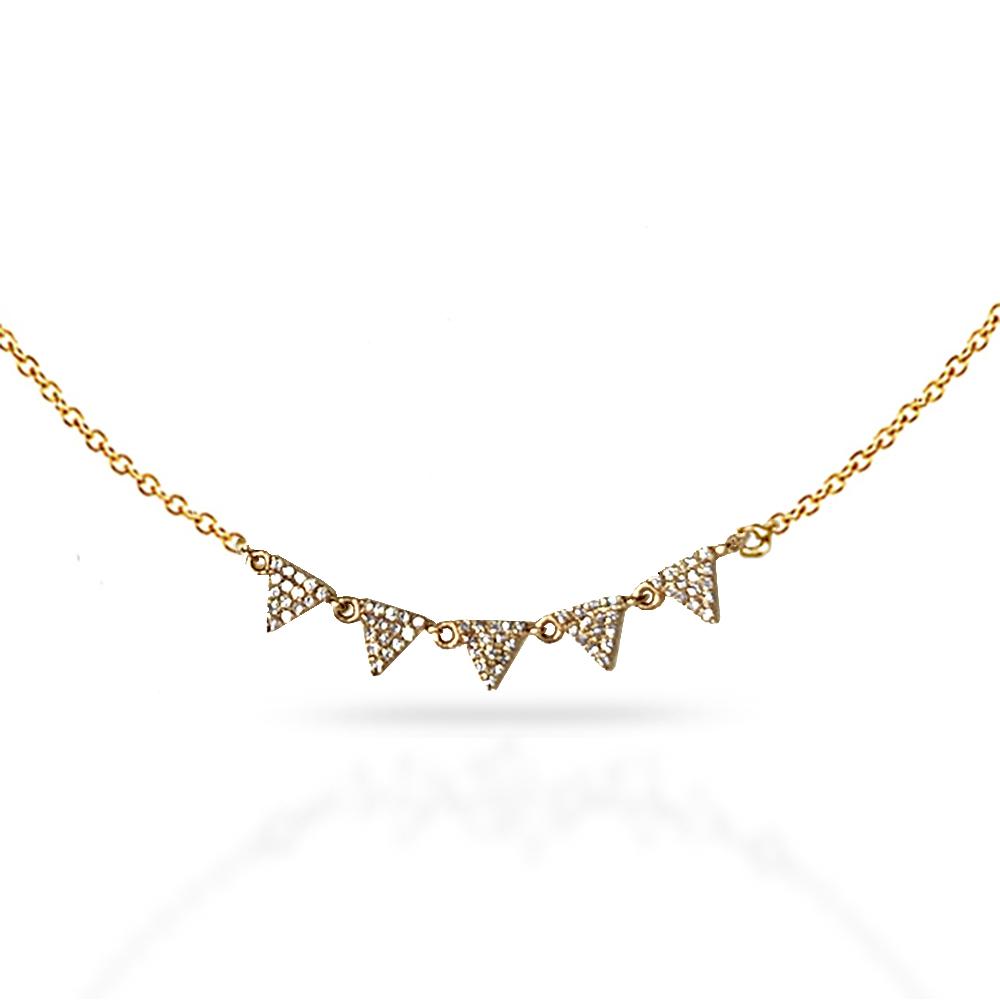 14k Pave triangle charm diamond necklace MN71517