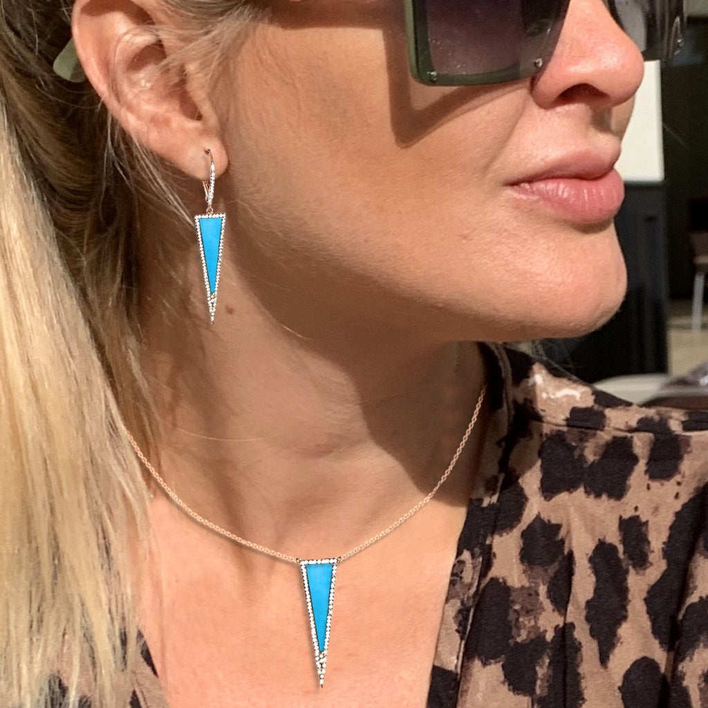 14k gold turquoise and diamond art deco necklace MN71558TQ