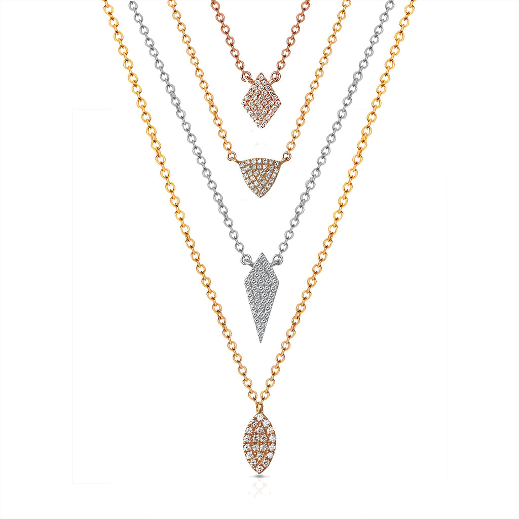 14k Petite pave kite diamond charm necklace MN71674