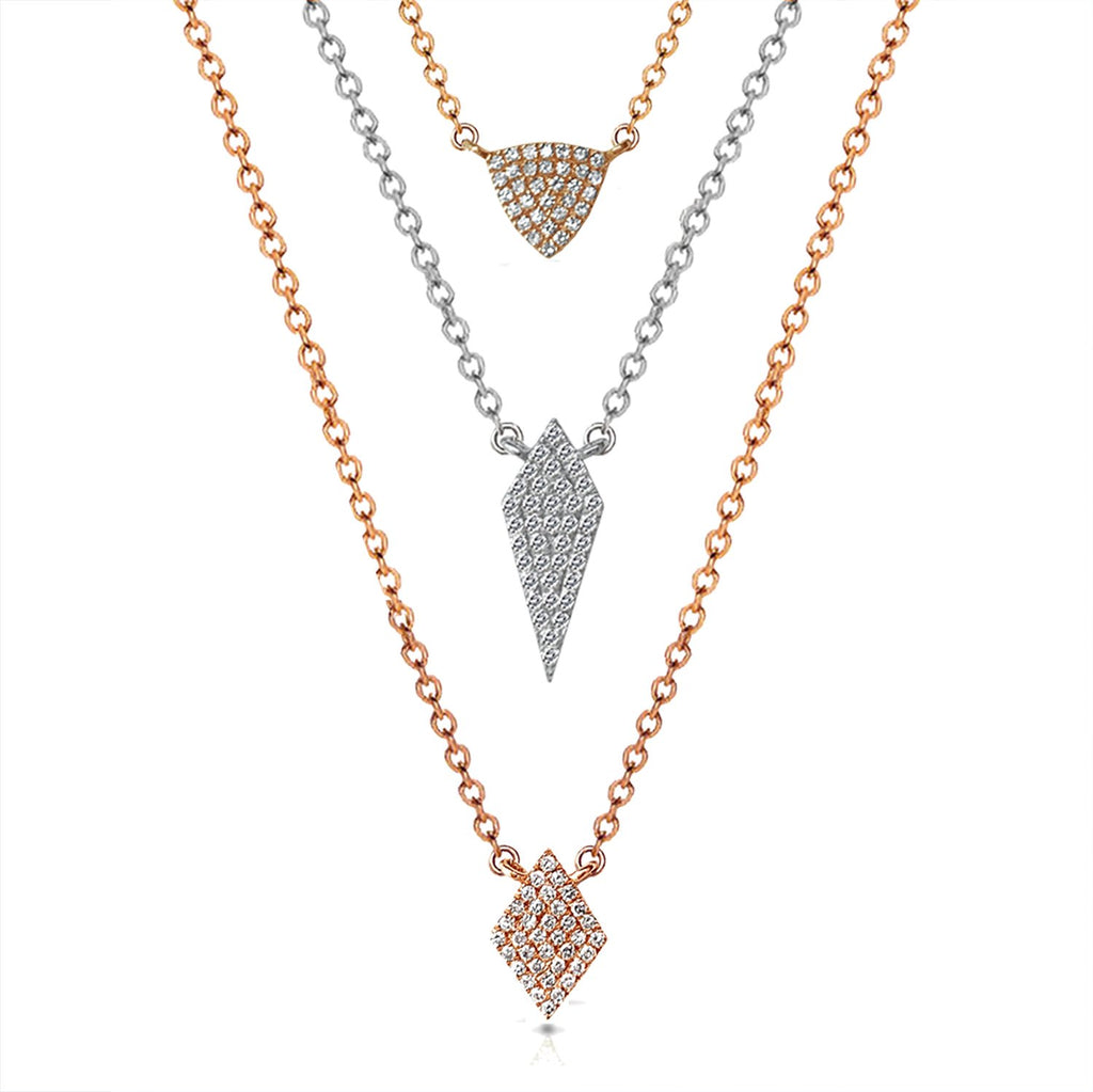 14k Petite pave diamond shape charm necklace MN24839