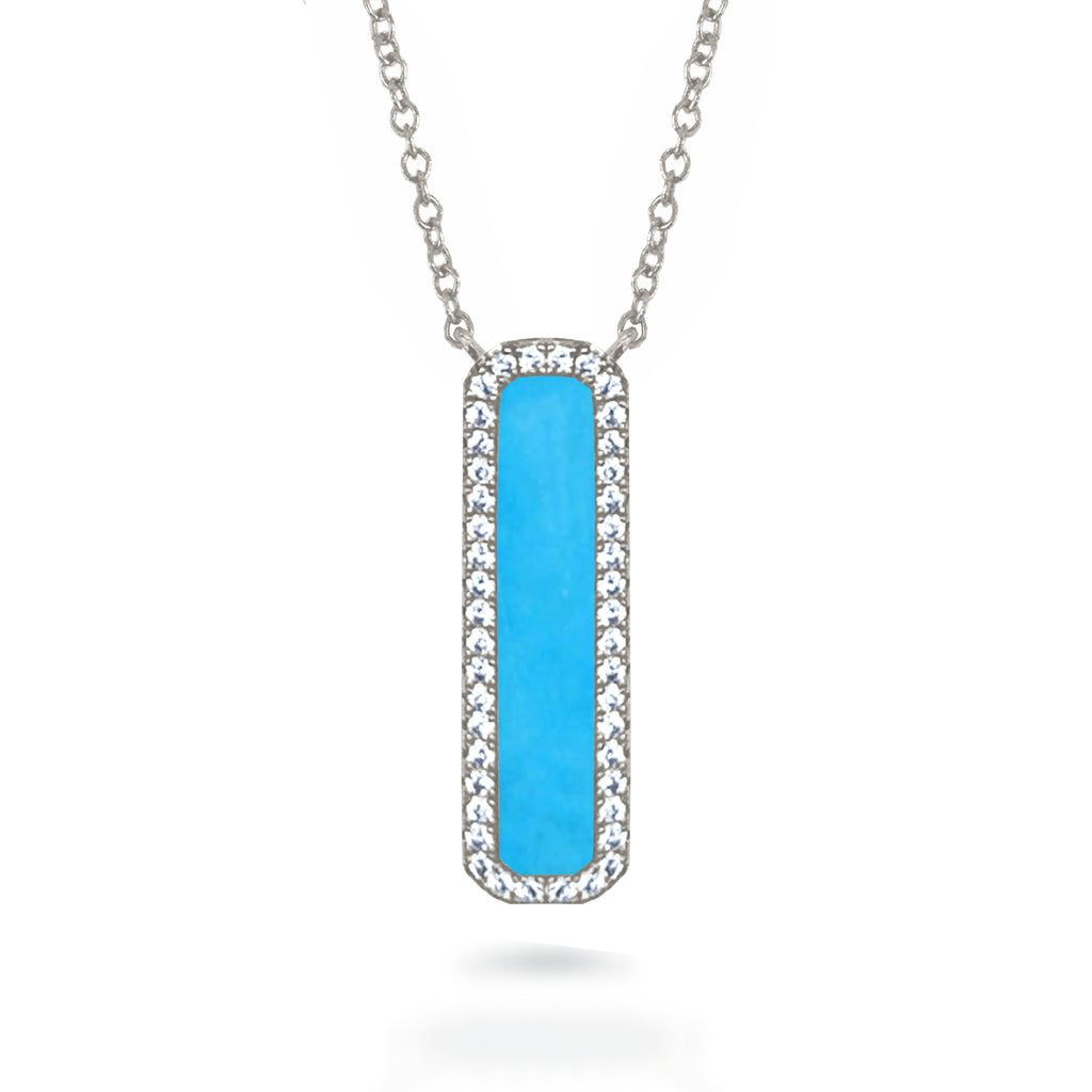 14k turquoise vertical bar necklace MN71680TQ