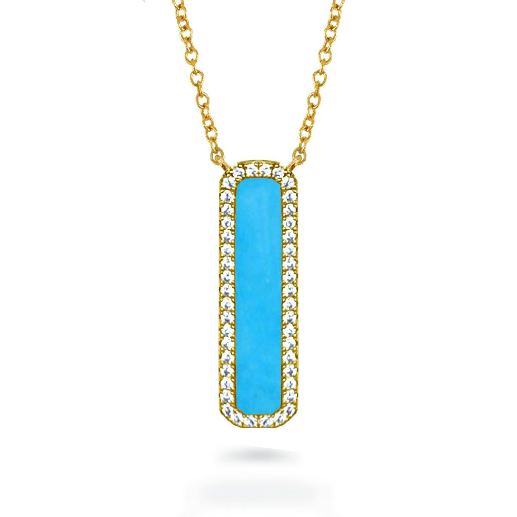 14k turquoise vertical bar necklace MN71680TQ