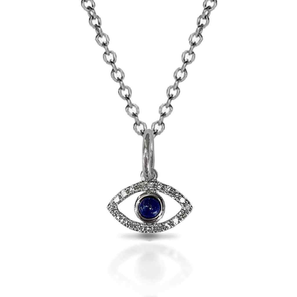 14k Gold Diamond Blue Sapphire Evil Eye Charm Pendant MP00013