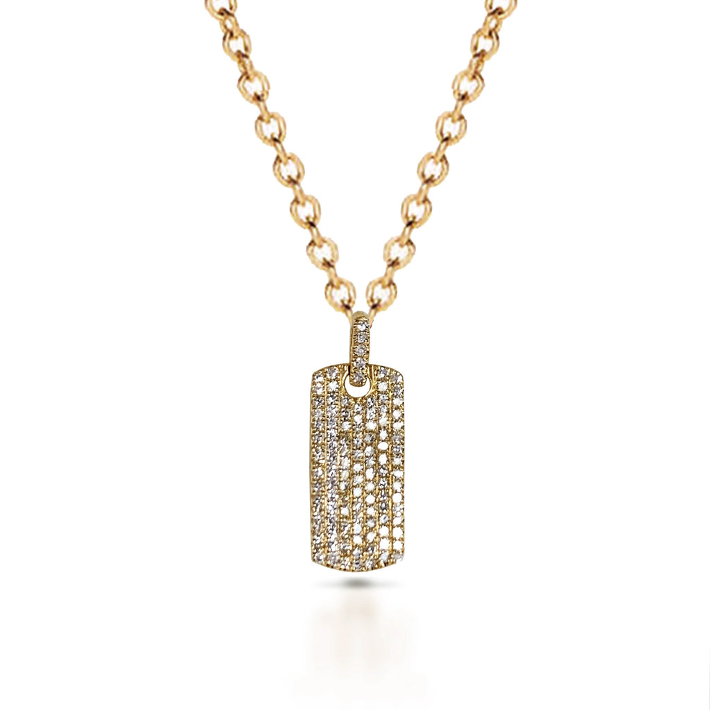 14k Gold Diamond Dog Tag Choker Necklace MP00023