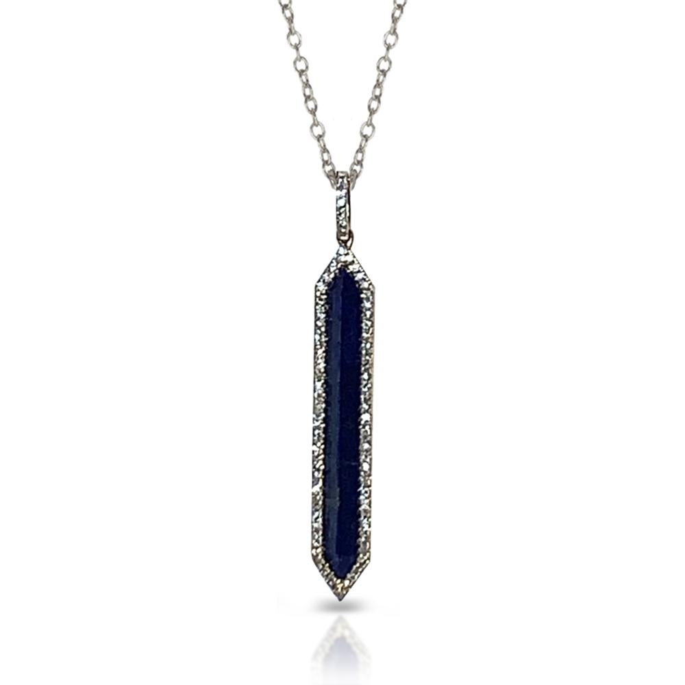 14k lapis and diamond bar charm pendant MP24899
