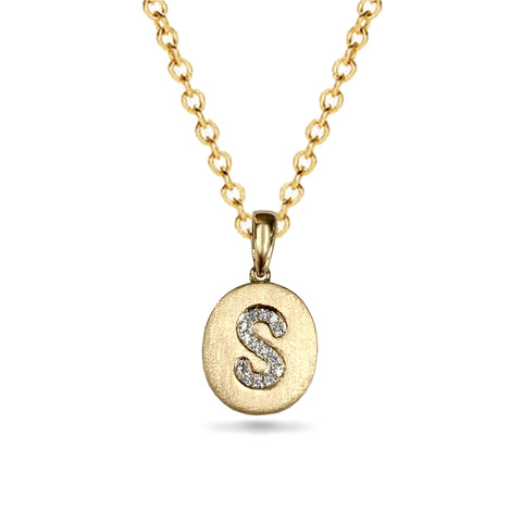 14k gold and diamond initial necklace MN36281L
