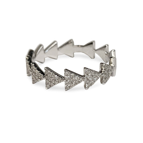 14k gold diamond pave link fashion stack ring SR43401