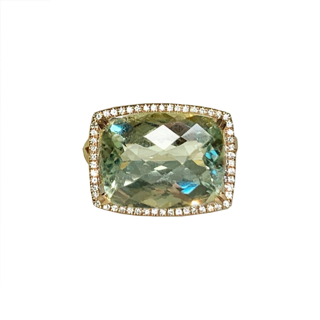 14k gold cushion green amethyst fashion ring MR31356GAM