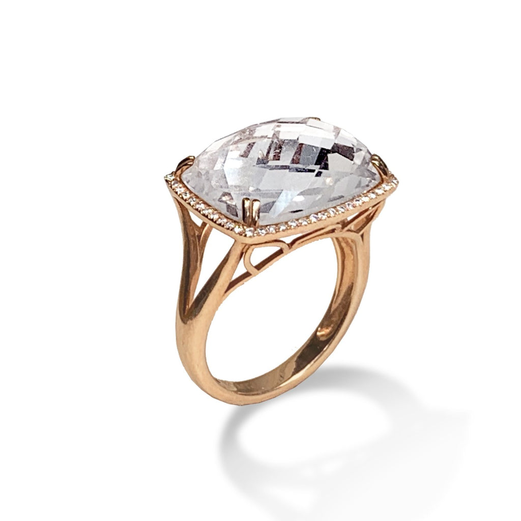 14k gold cushion white topaz ring MR31356WT