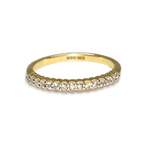 14k gold diamond pave link fashion stack ring SR43401