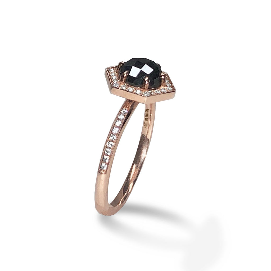 14k gold hexagon hematite engagement ring MR31593E