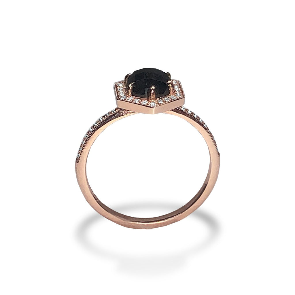 14k gold hexagon hematite engagement ring MR31593E