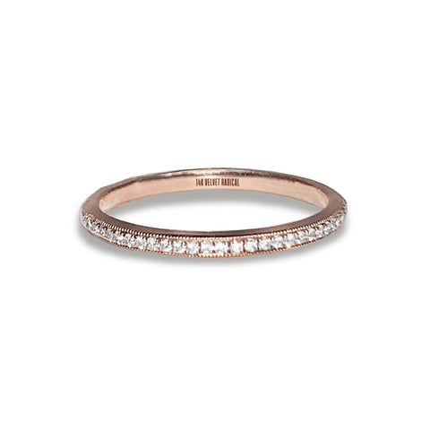 14k gold diamond pave link fashion stack ring SR43401