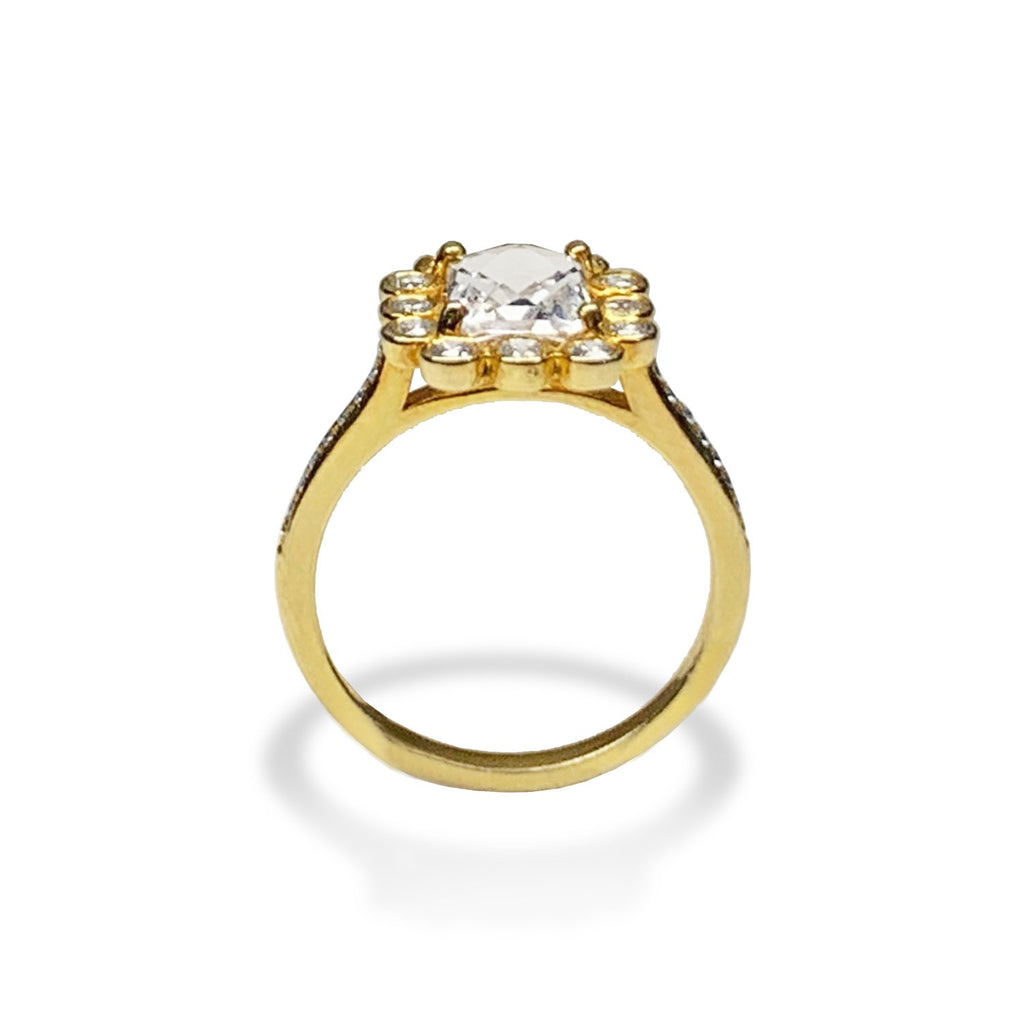 14k gold emerald cut white topaz engagement ring MR31594WTE