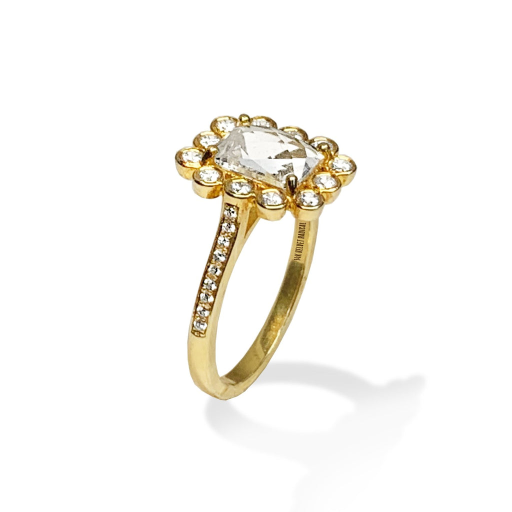 14k gold emerald cut white topaz engagement ring MR31594WTE